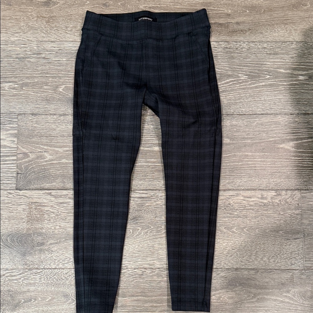 Liverpool Charcoal Plaid Petite Pants